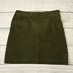 Talbots Olive Green Corduroy Mini Skirt Petites 14 Excellent Condition Cabincore